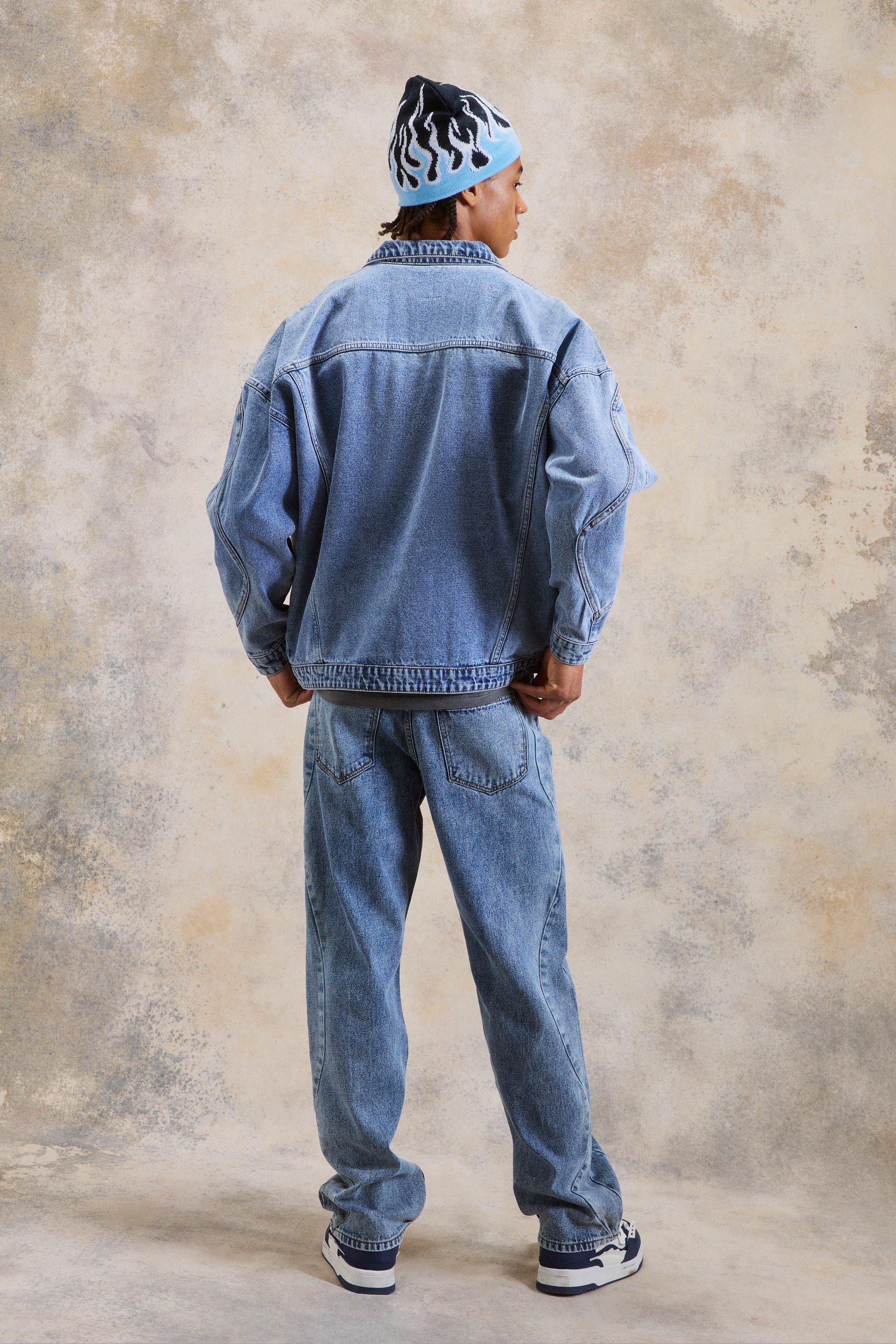 Baggy denim jacket on sale men