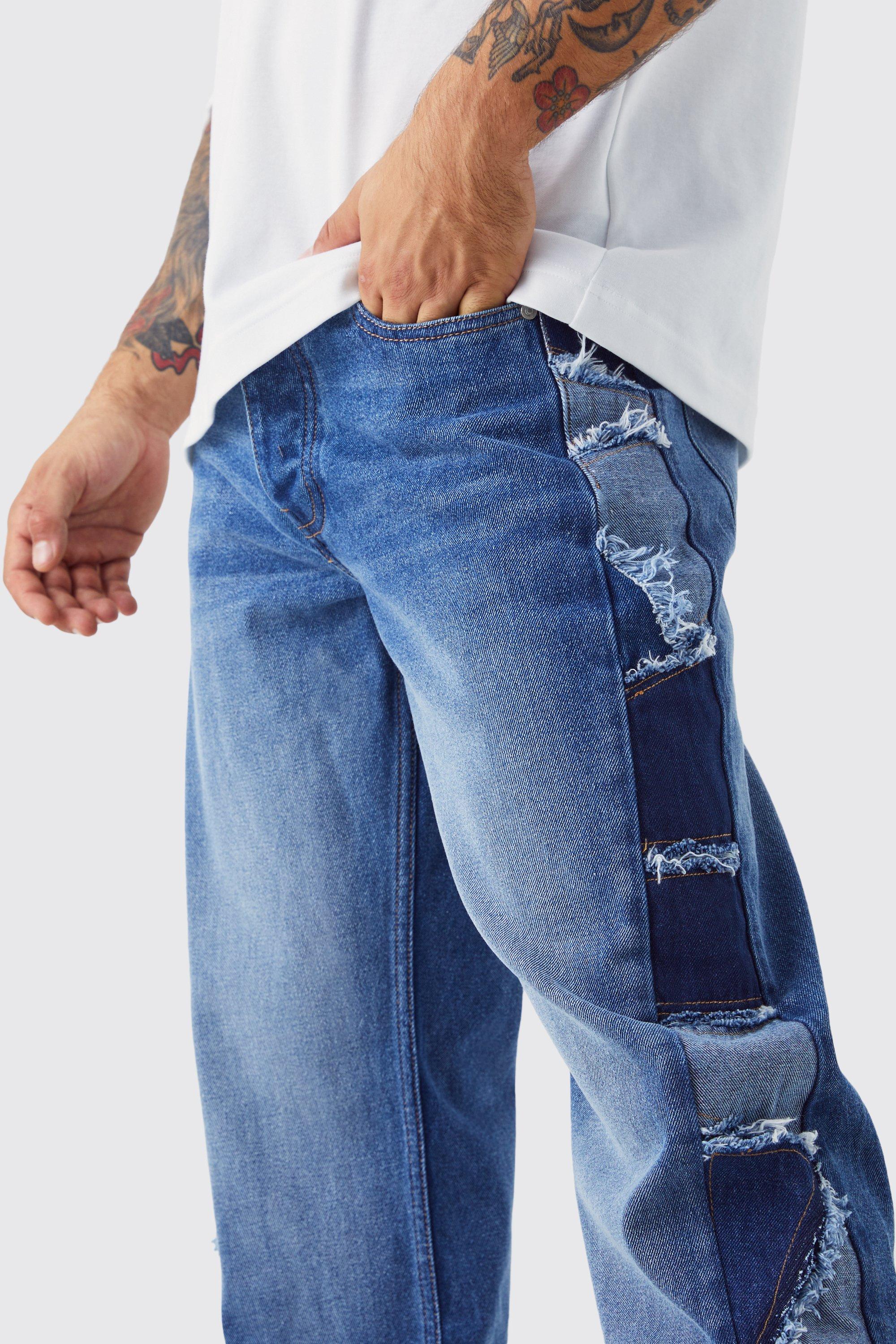 Daily Patchwork Fluffy Mid Waist Loose Denim Jeans Daily Patchwork Fluffy Mid Waist Loose Denim Jeans