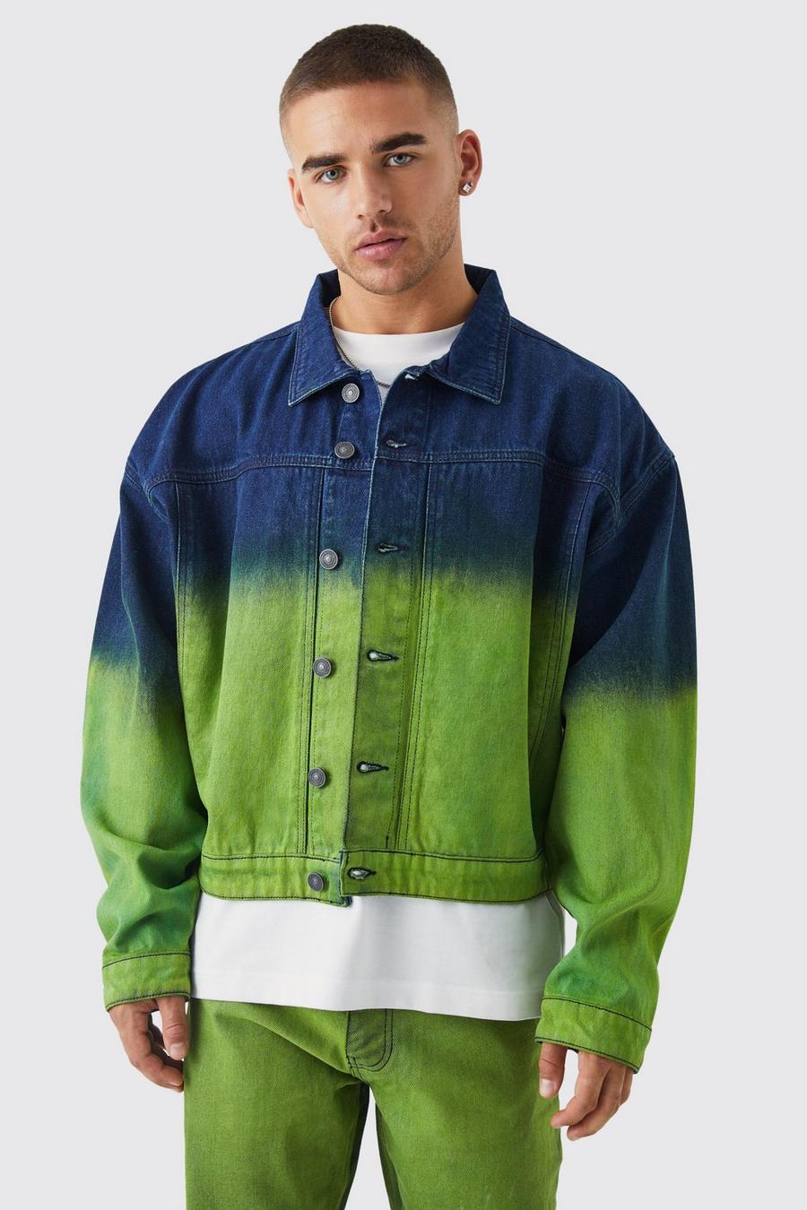 Kastige Jeansjacke mit Farbverlauf, Lime image number 1