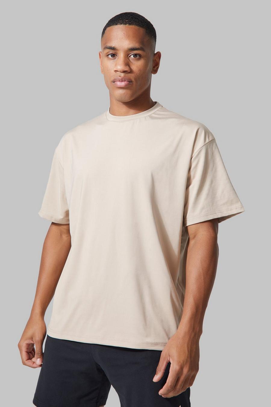 T-shirt oversize Man Active Gym per alta performance, Taupe beige
