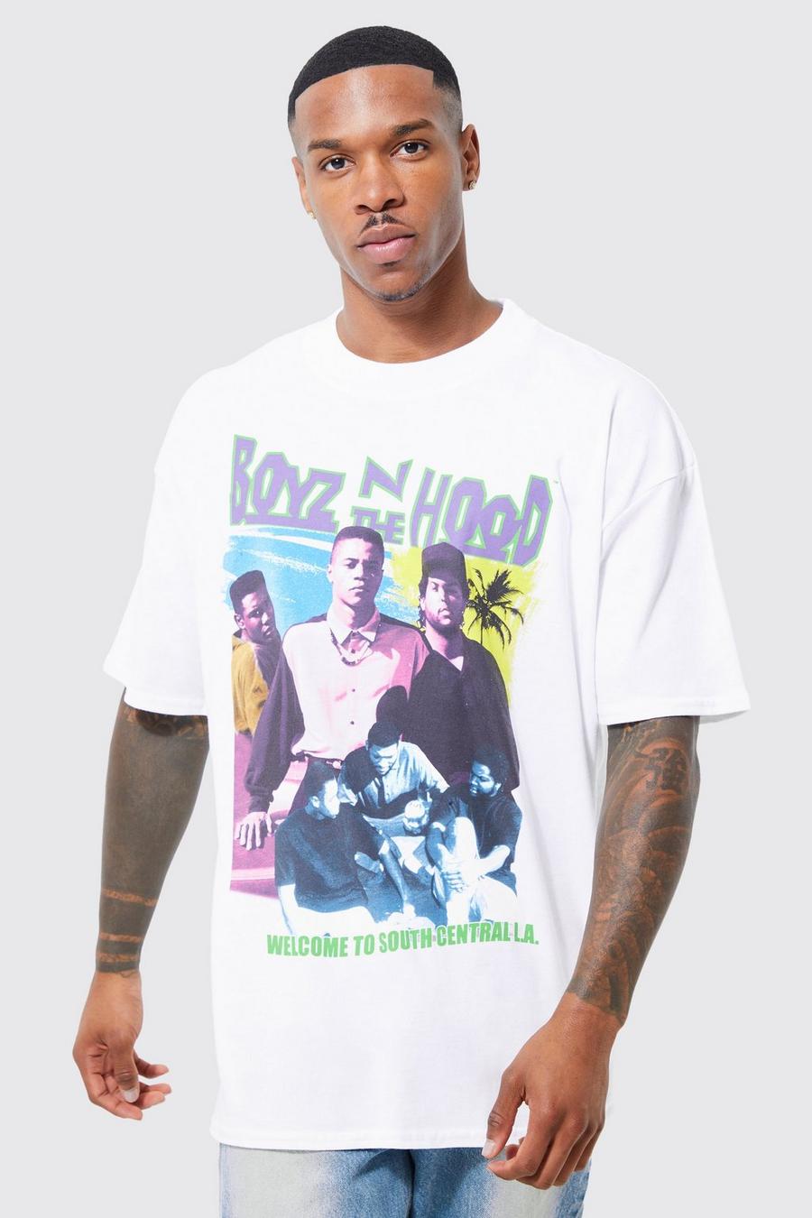 White Oversized Boyz In Hood License T-shirt image number 1