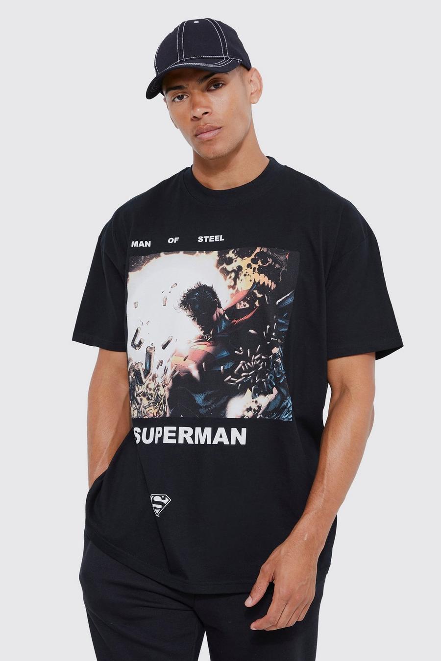 Black Oversized Superman License T-shirt