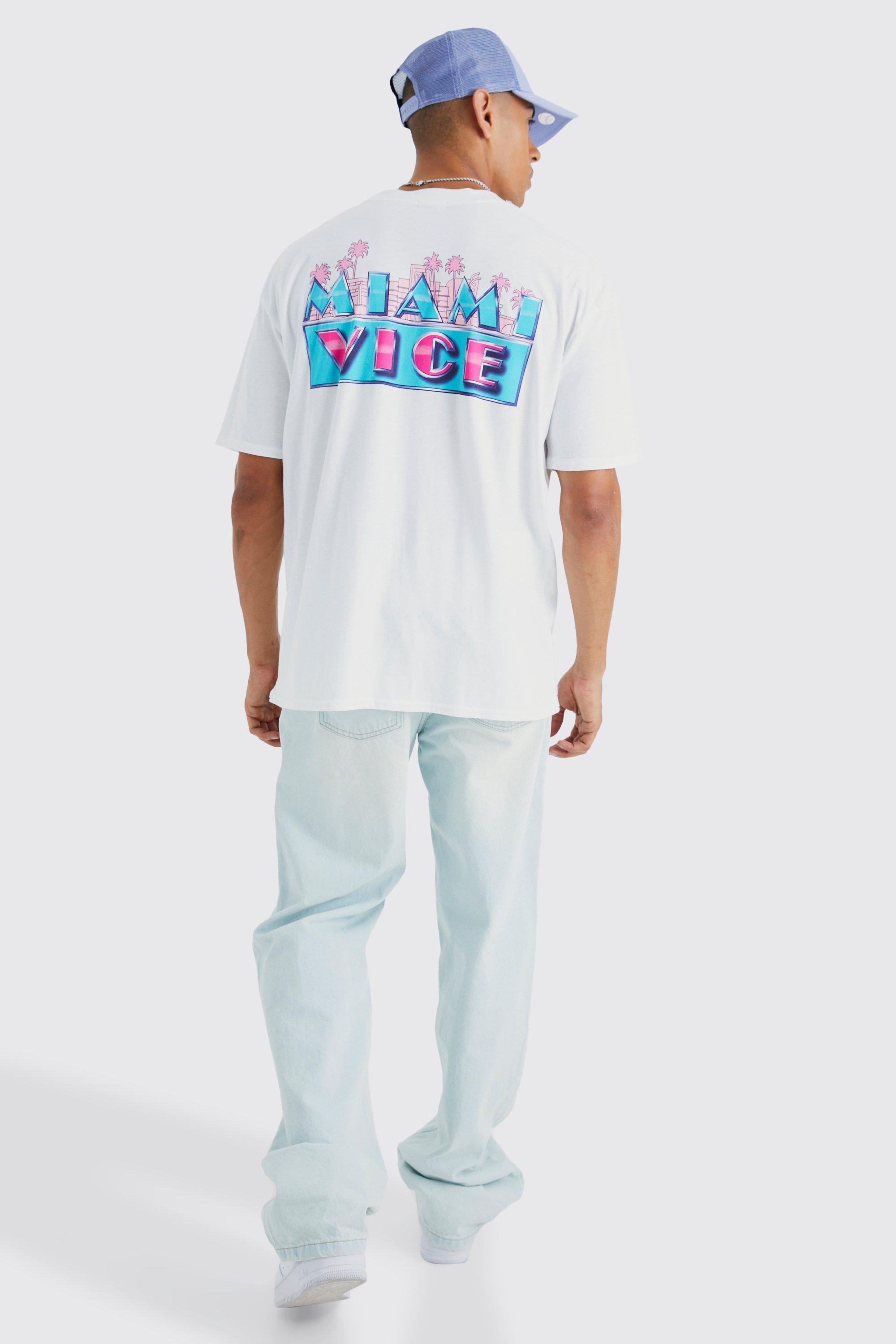 boohooMAN Oversized Miami Vice License T-Shirt - White - Size L