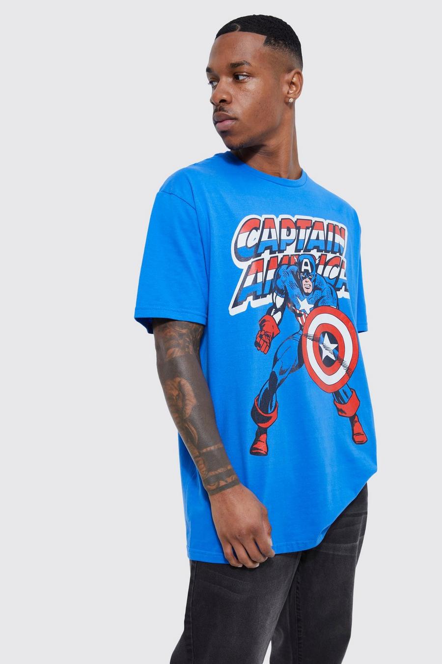 Blue Oversized Captain America License T-shirt