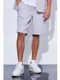 Light grey Fixed Waist Relaxed Suit Shorts