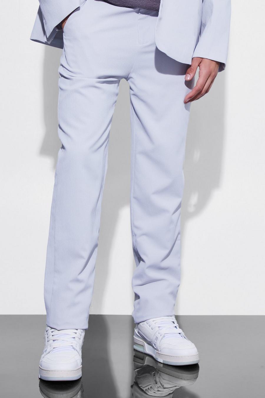 Light grey Straight Leg Crinkle Suit Trousers image number 1