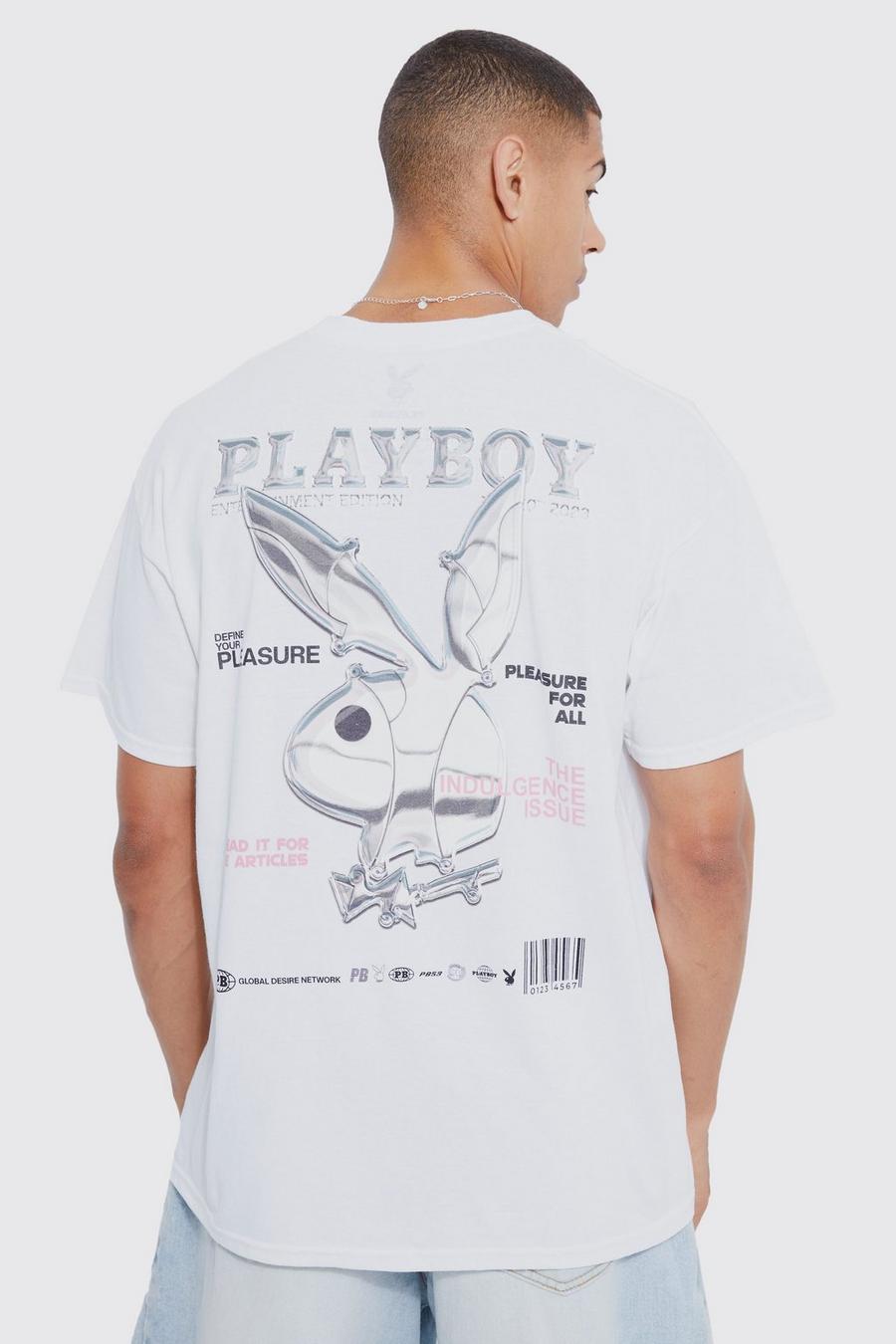 Camiseta oversize con estampado de Playboy, White image number 1