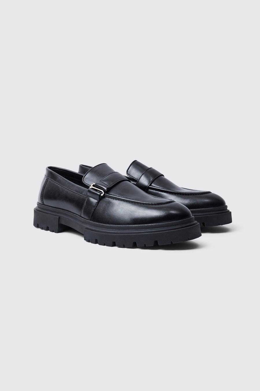 Black Buckle Detail Chunky Loafer