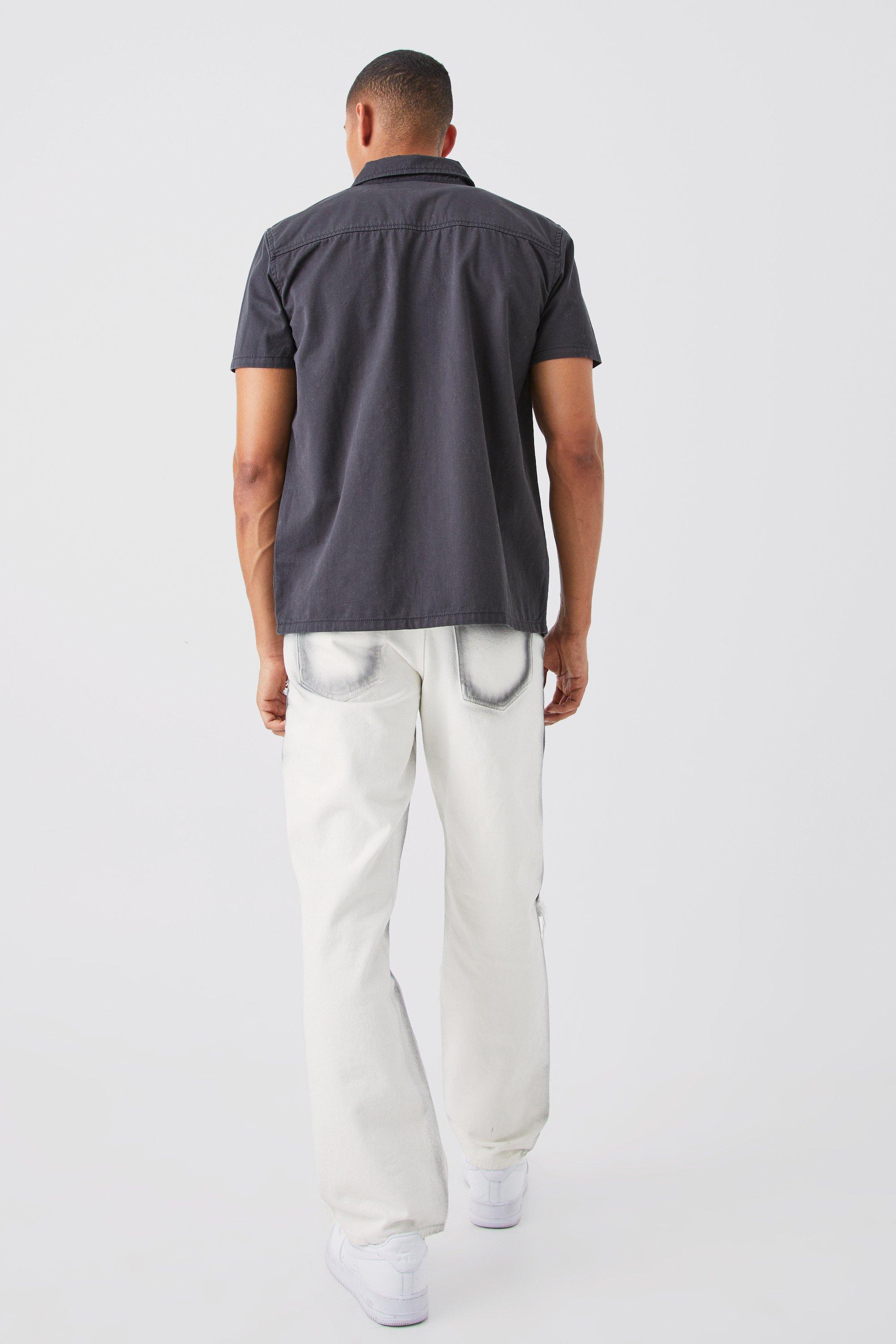 Short Sleeve Twill Utility Shirt Jacket | boohoo USA