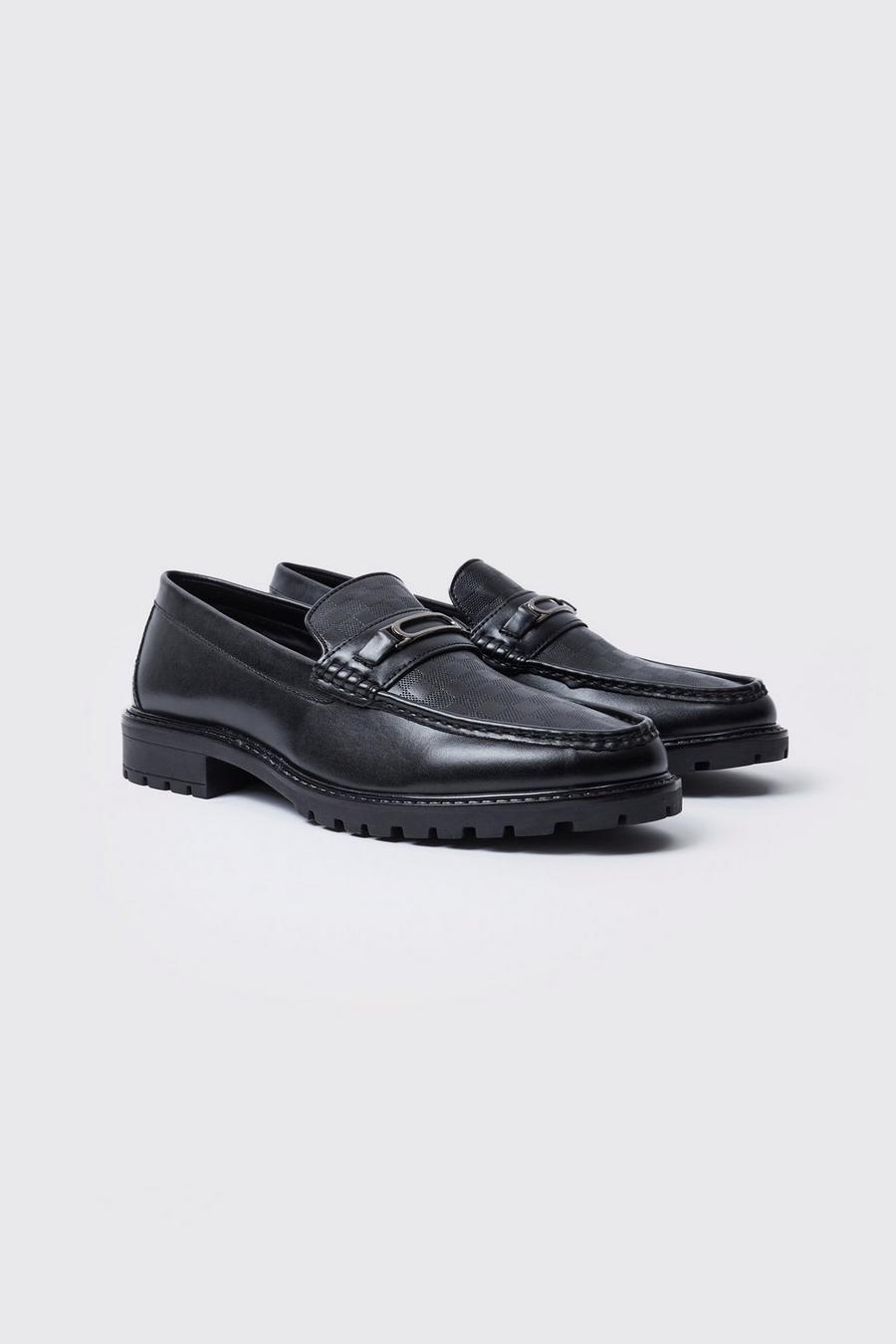 Black Chunky loafers med rutmönster