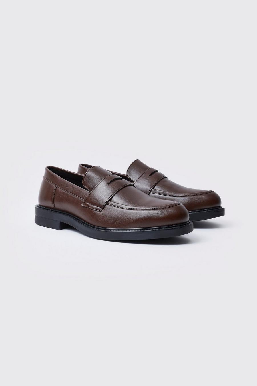 Chocolate brun Faux Leather Loafer image number 1