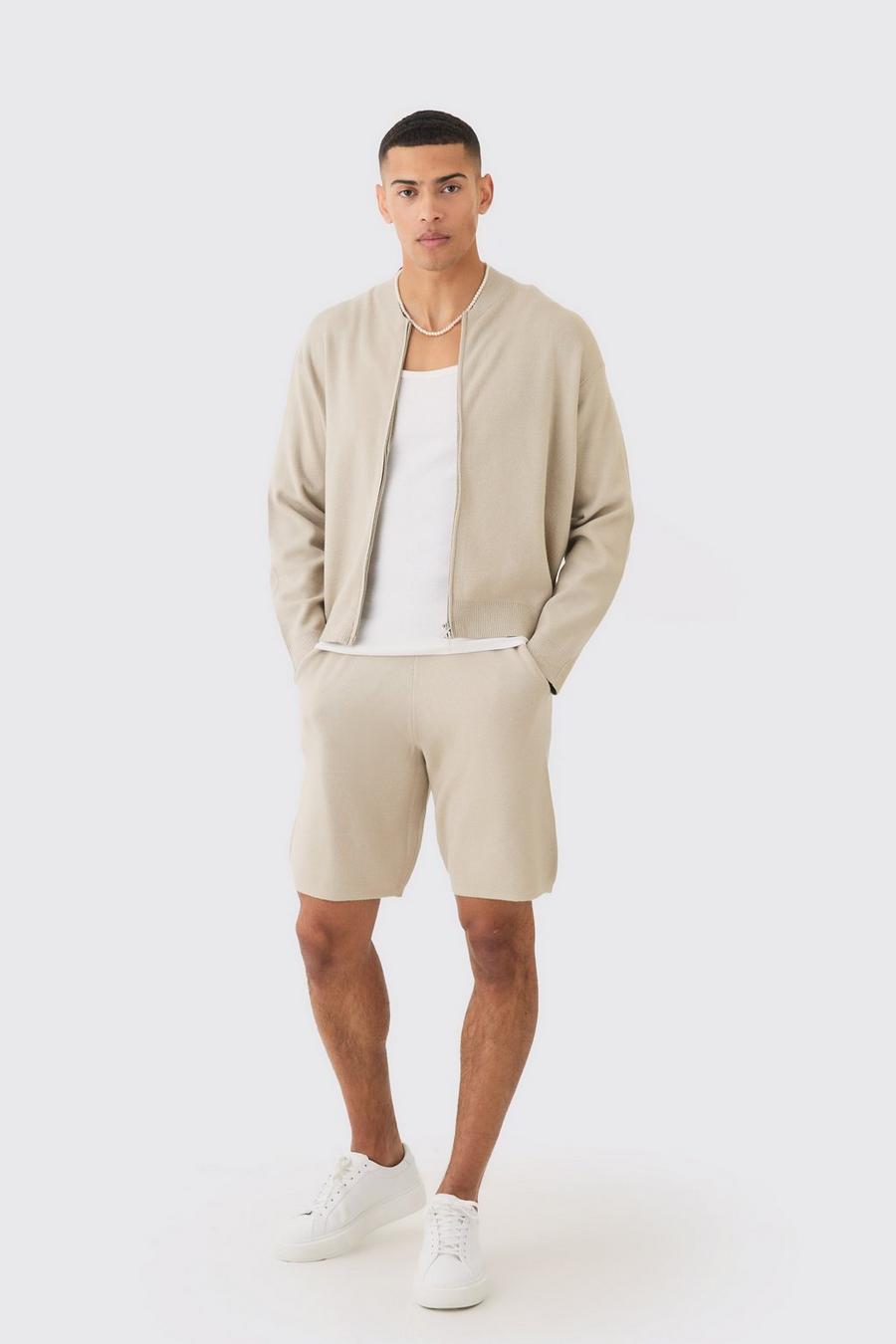Stone beige Elasticated Waistband Ripstop Relaxed Cargo Short