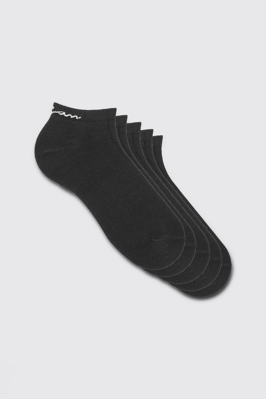 Pack de 5 pares de calcetines deportivos con firma MAN, Black image number 1