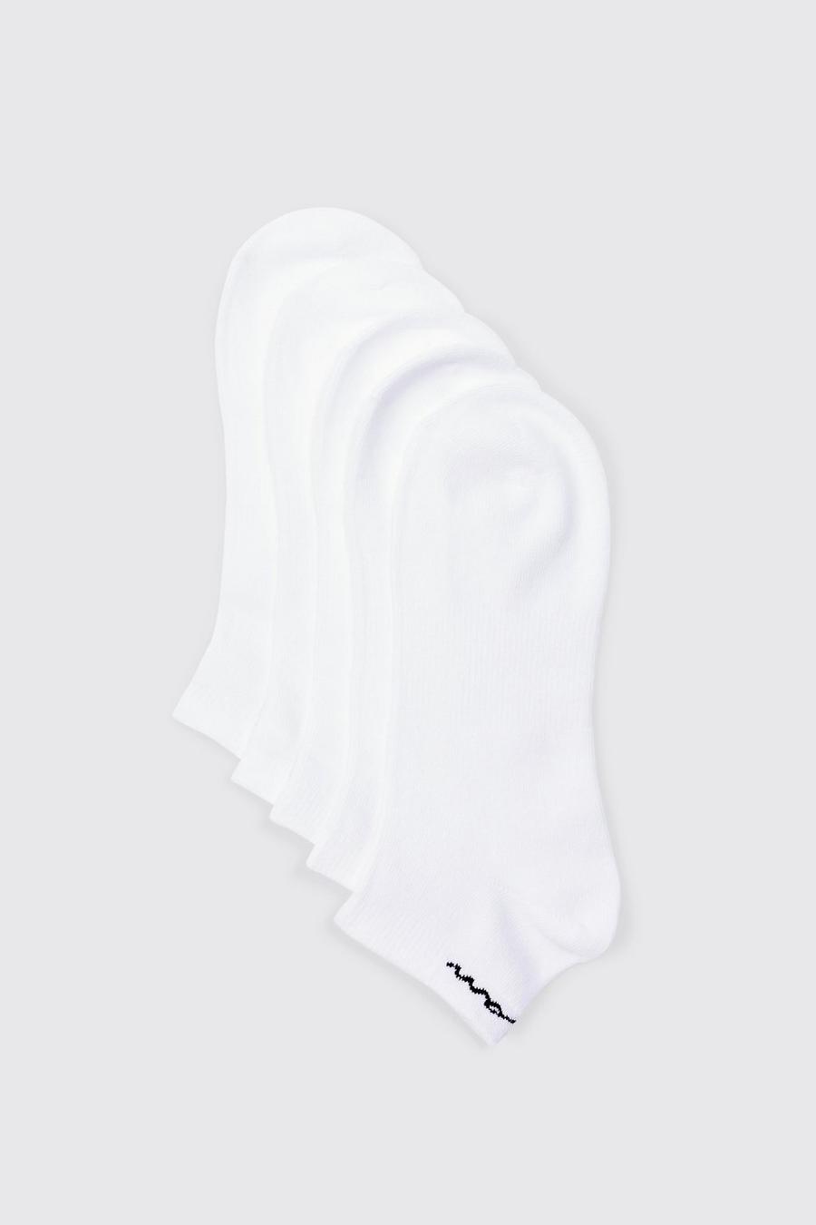 White 5 Pack Man Signature Trainer Socks image number 1