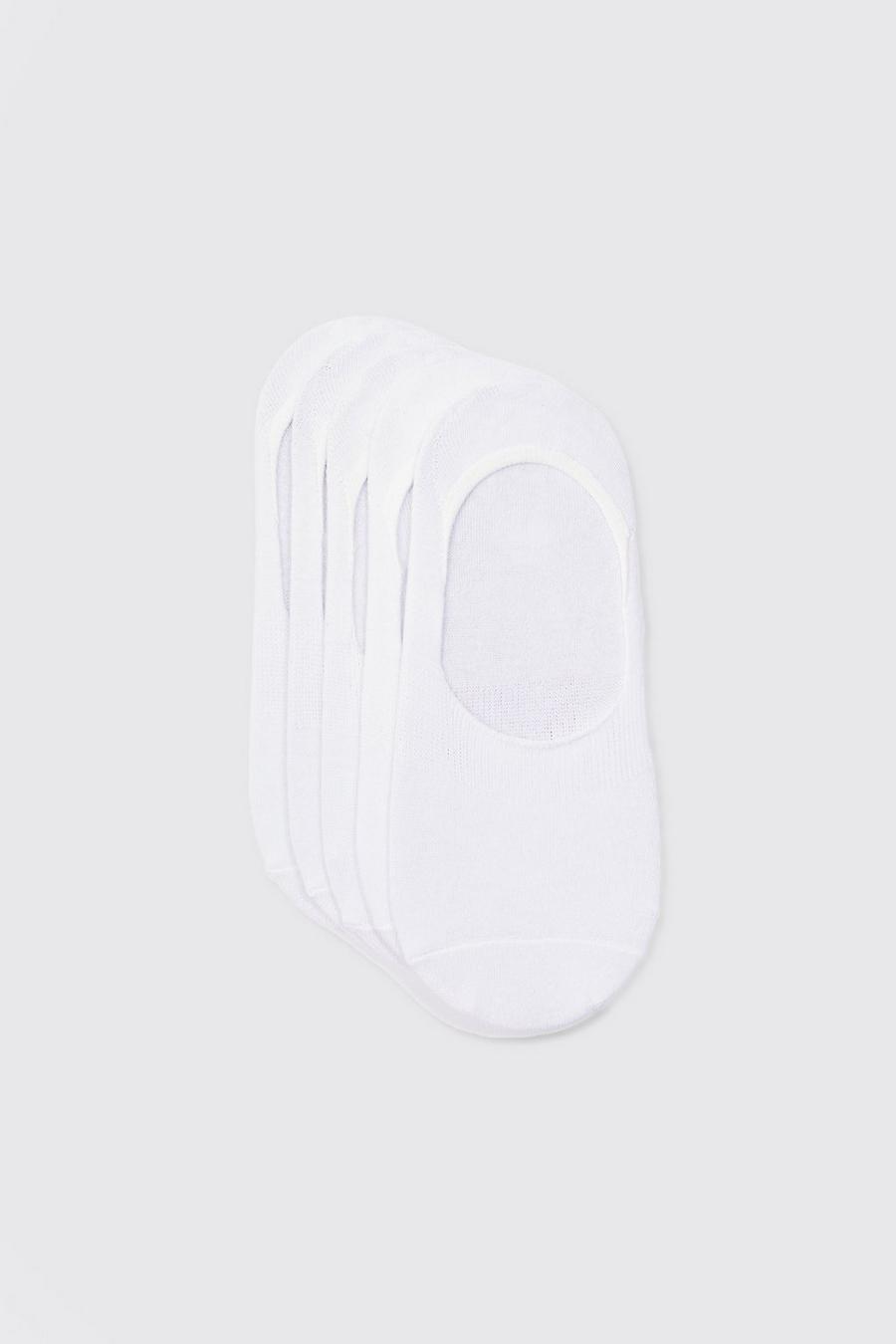 White 5 Pack Plain Invisible Socks