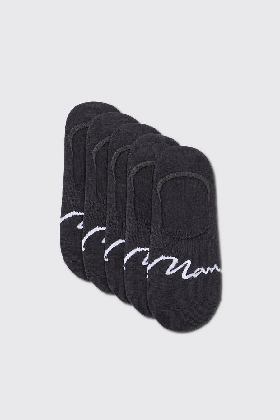 Pack de 5 pares de calcetines invisibles con firma MAN, Black negro