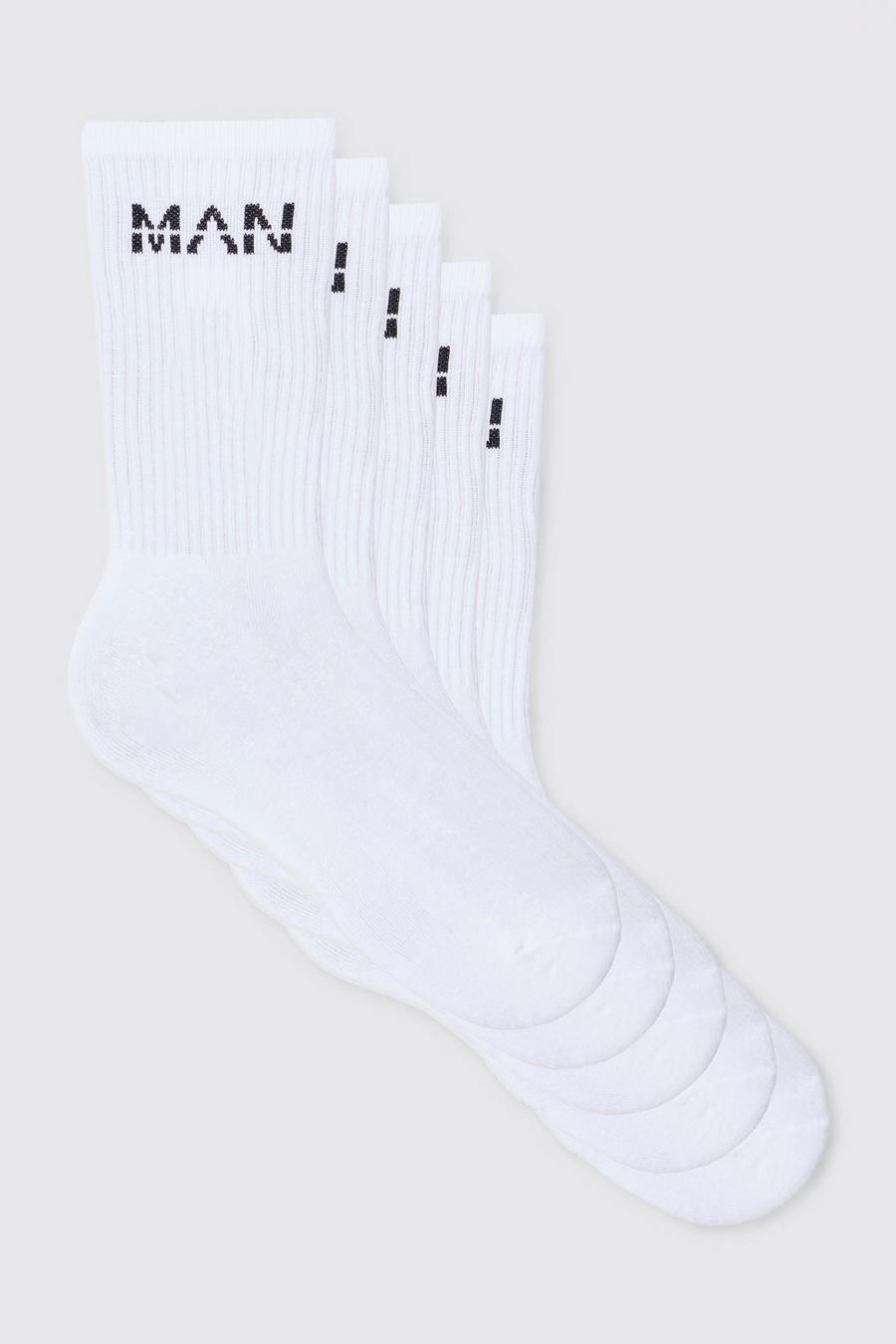 5er-Pack Man Sport-Socken, White weiß