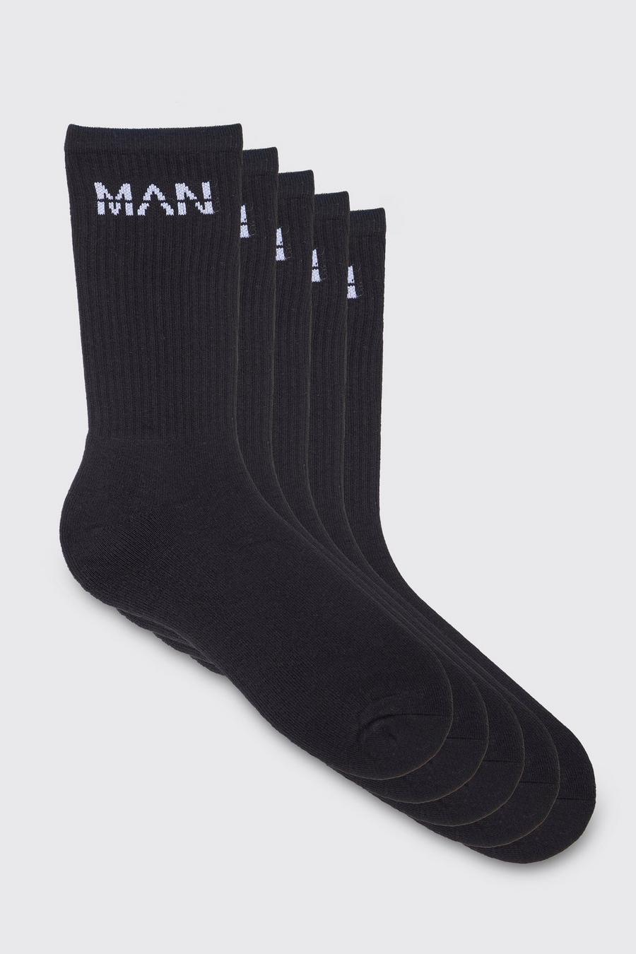 Pack de 5 pares de calcetines MAN deportivos, Black nero