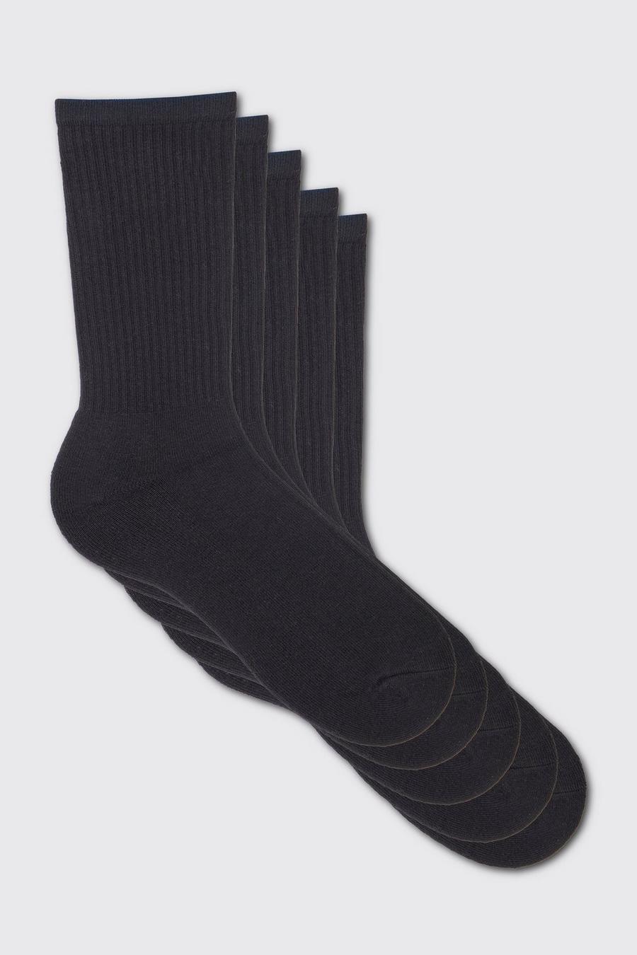 Black 5 Plain Sports Socks image number 1