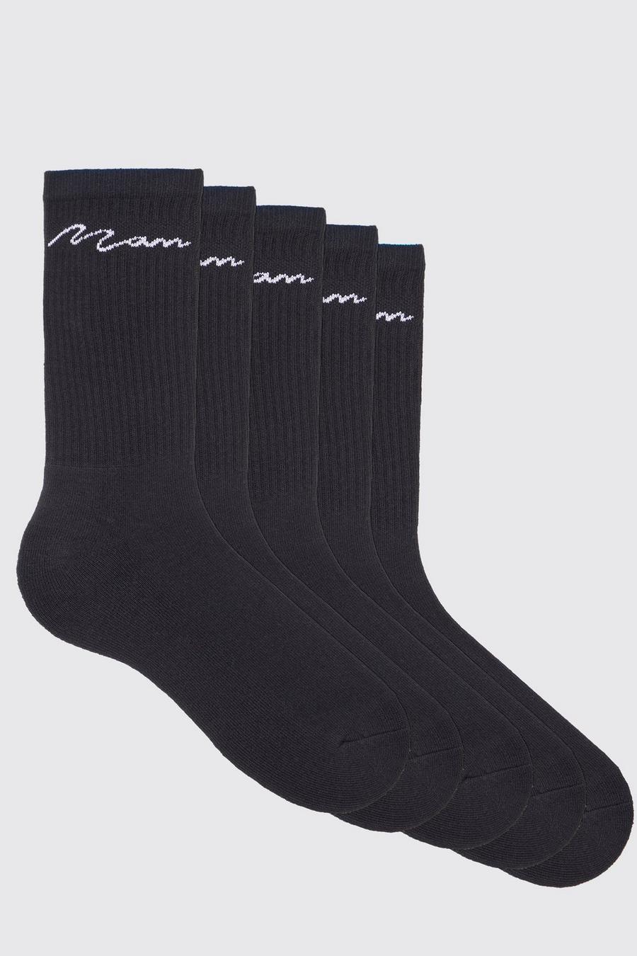 Black 5 Pack Man Signature Sport Socks image number 1