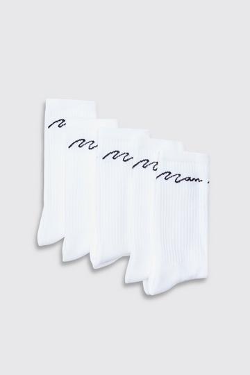 5 Pack Man Signature Sport Socks white
