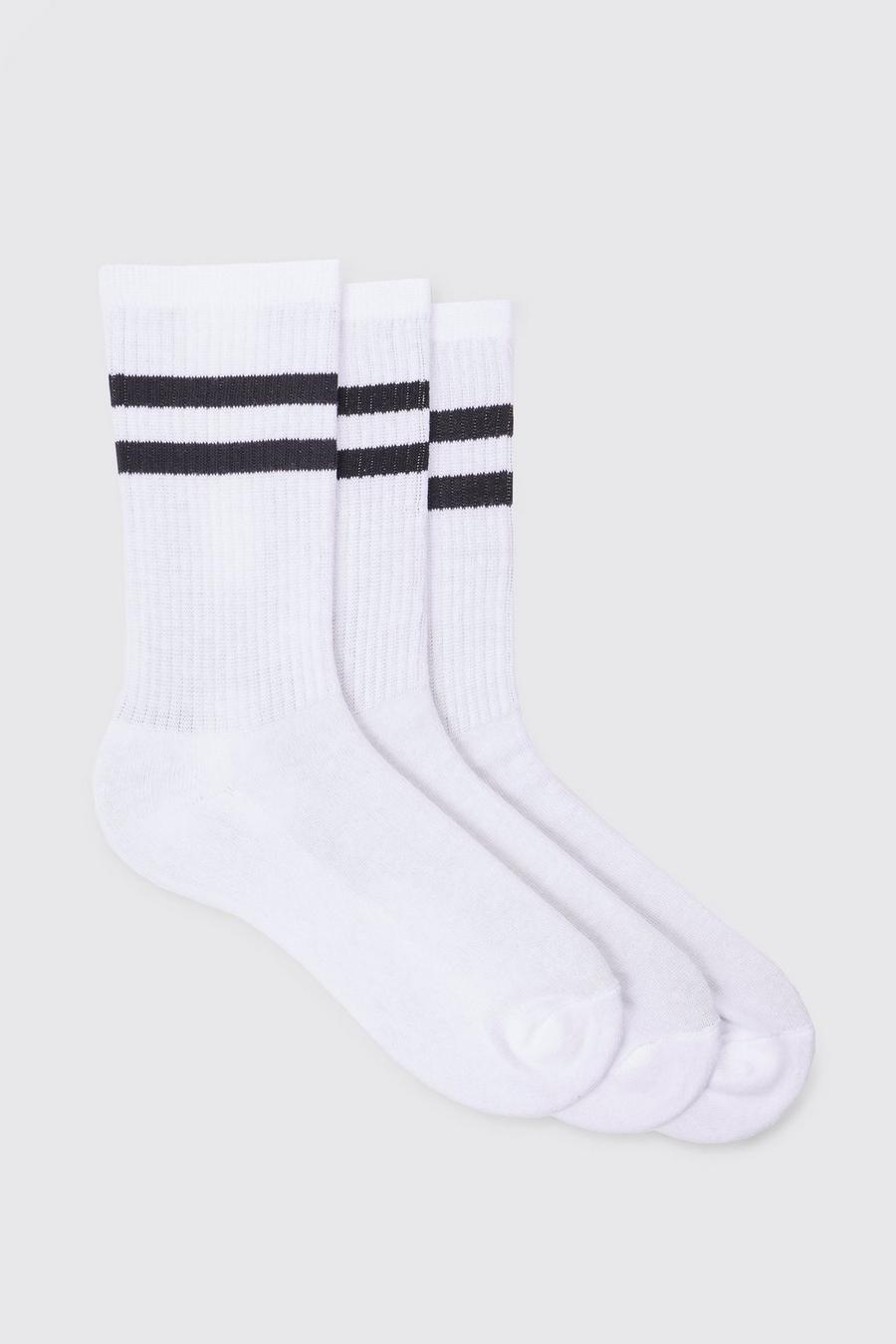 White blanc 3 Pack Sport Stripe Socks
