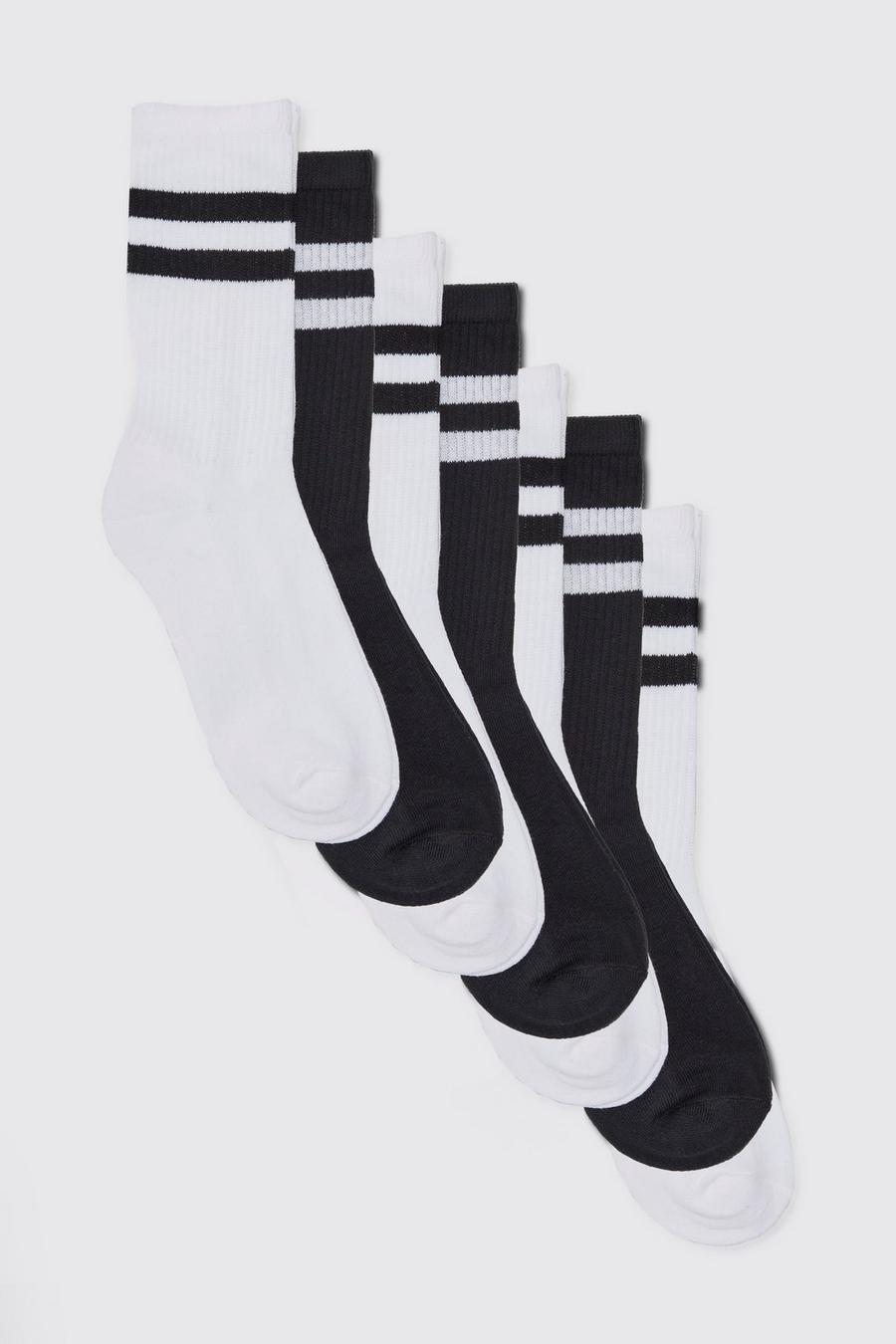 Pack de 7 pares de calcetines deportivos con rayas, Multi