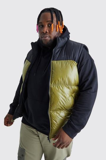 Plus Man High Shine Colour Block Gilet green