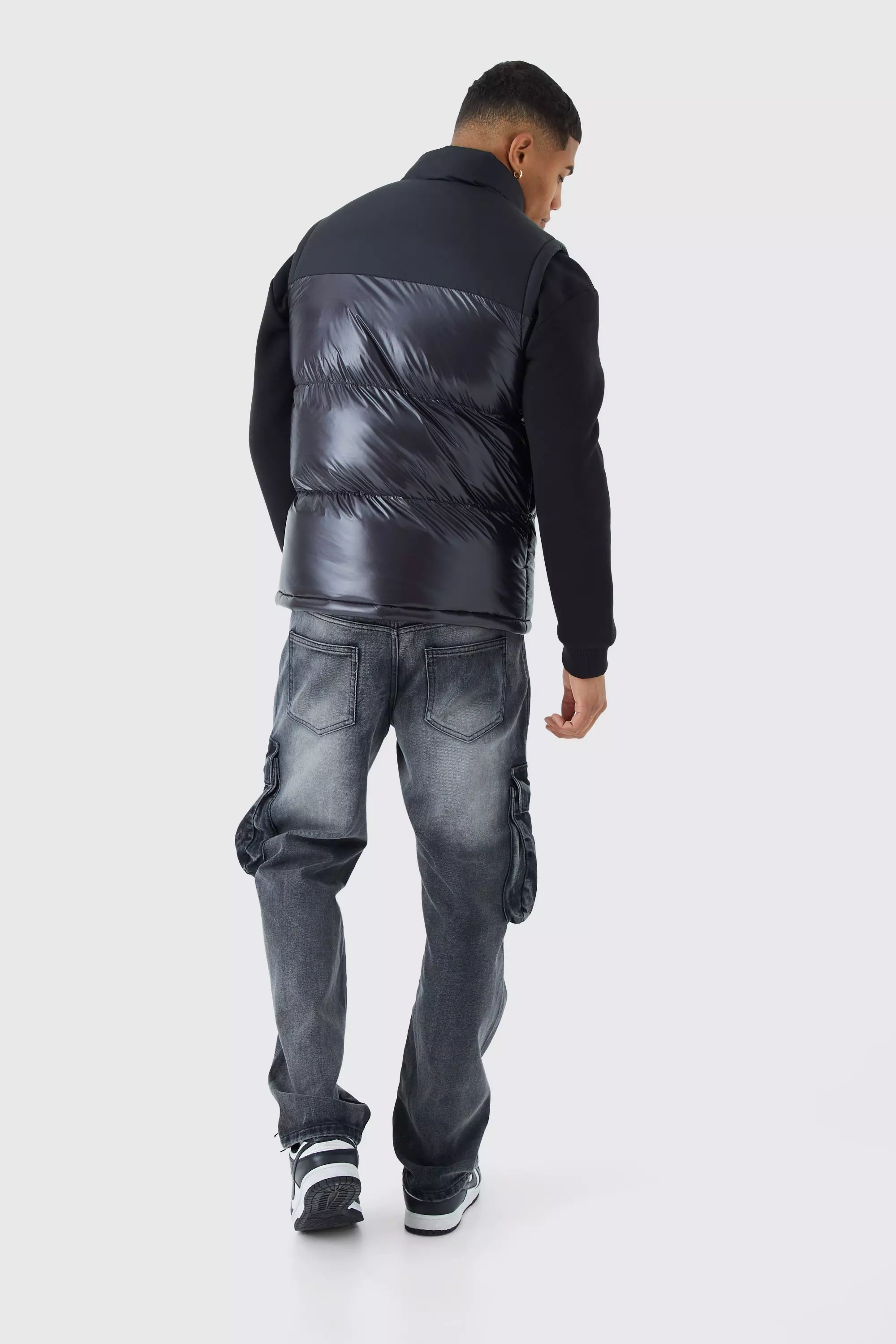 Grey Man High Shine Colour Block Gilet صورة بديلة