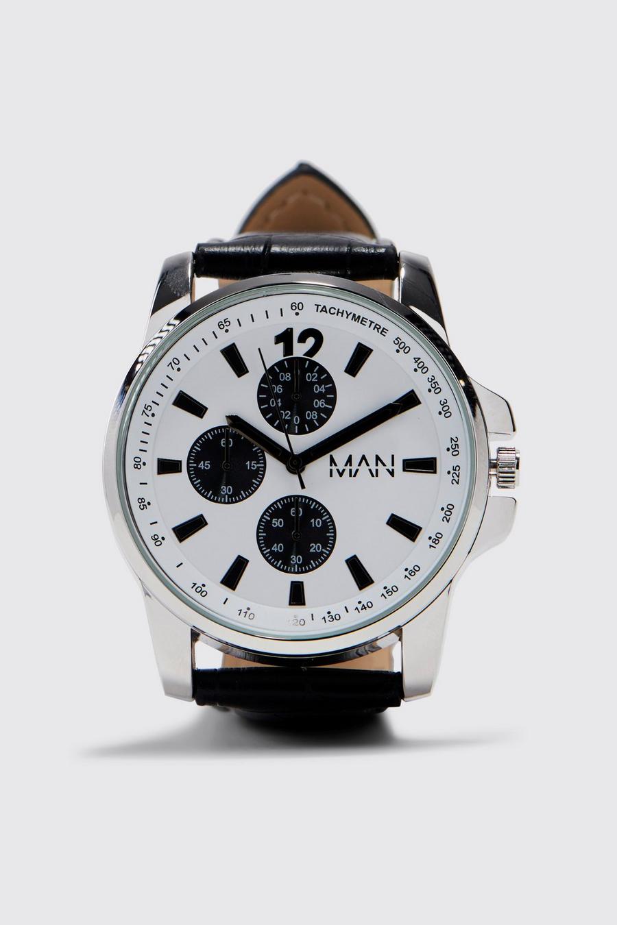 Original Man Uhr mit Kunstleder-Armband, Grey grau
