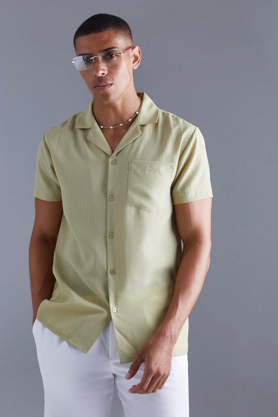 Green Short Sleeve Sheer Mesh Shirt