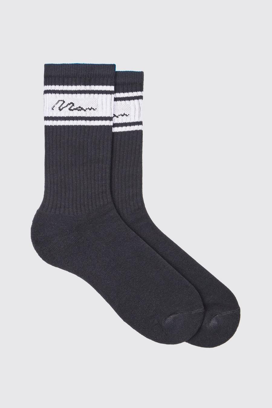 Black Man Signature Sports Stripe Socks image number 1