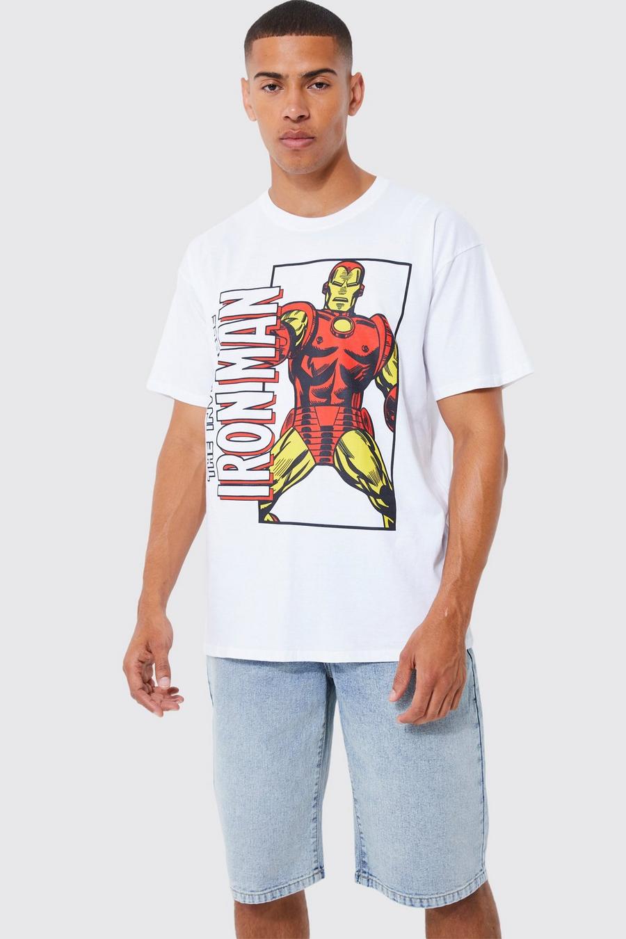 White Oversized Iron Man License T-shirt 