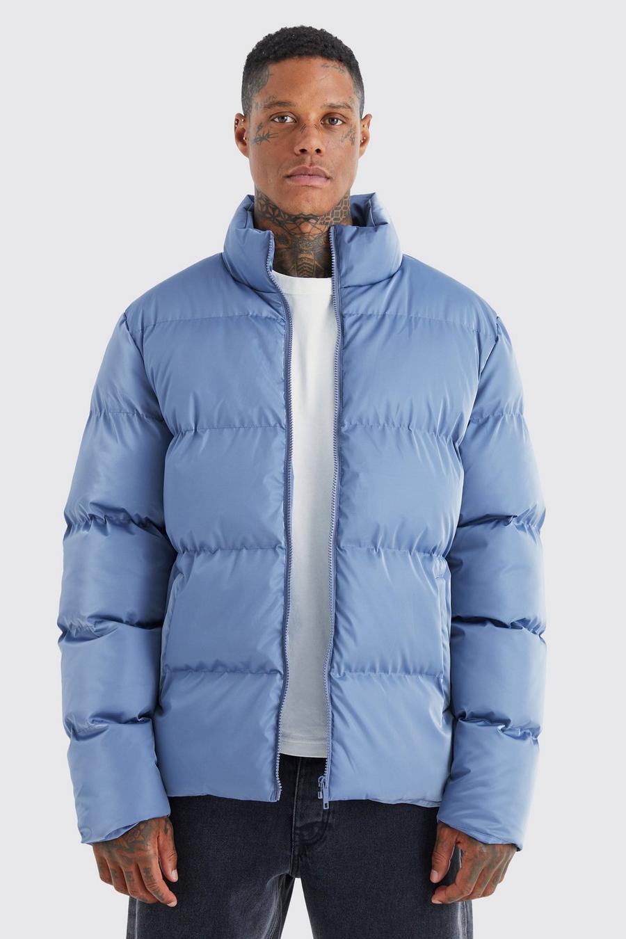 Pale blue Oversized Soft Sheen Nylon Puffer image number 1