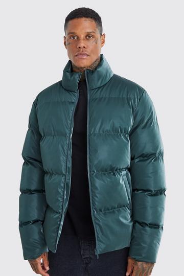 Oversized Soft Sheen Nylon Puffer dark green