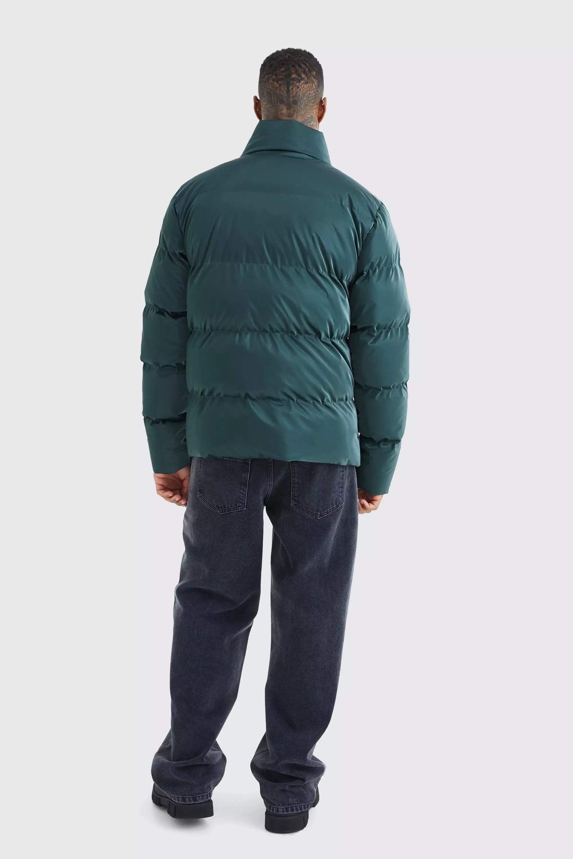 Dark green Oversized Soft Sheen Nylon Puffer صورة بديلة