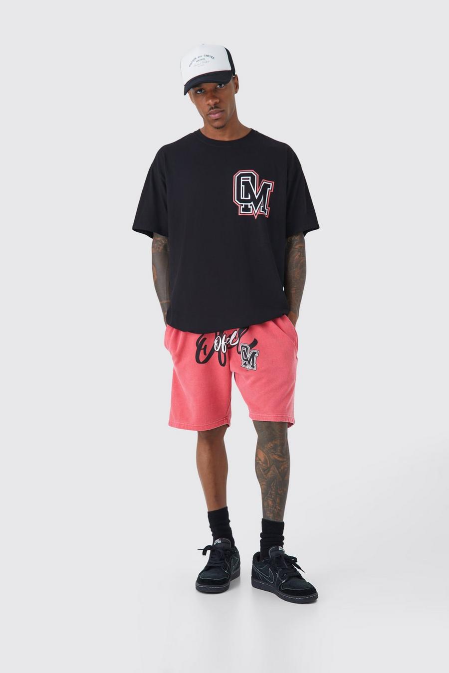 Red Oversized Ofcl Varisty T-Shirt En Shorts Set image number 1