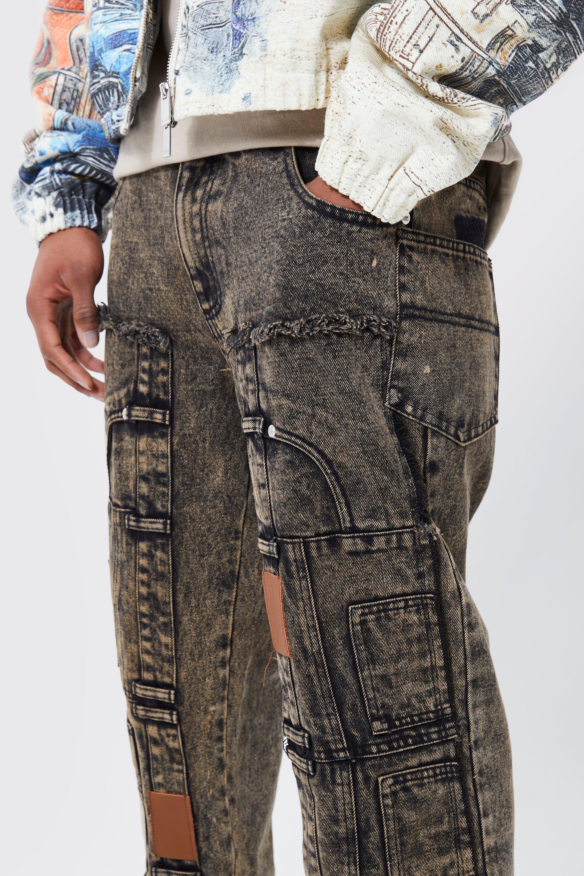 Relaxed Wide Leg Patchwork Jeans