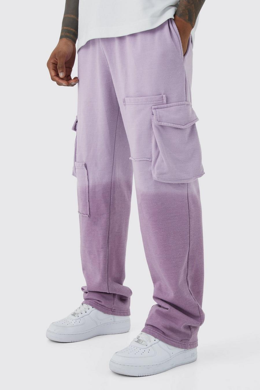 Pantalón deportivo cargo grueso holgado en degradado, Lilac