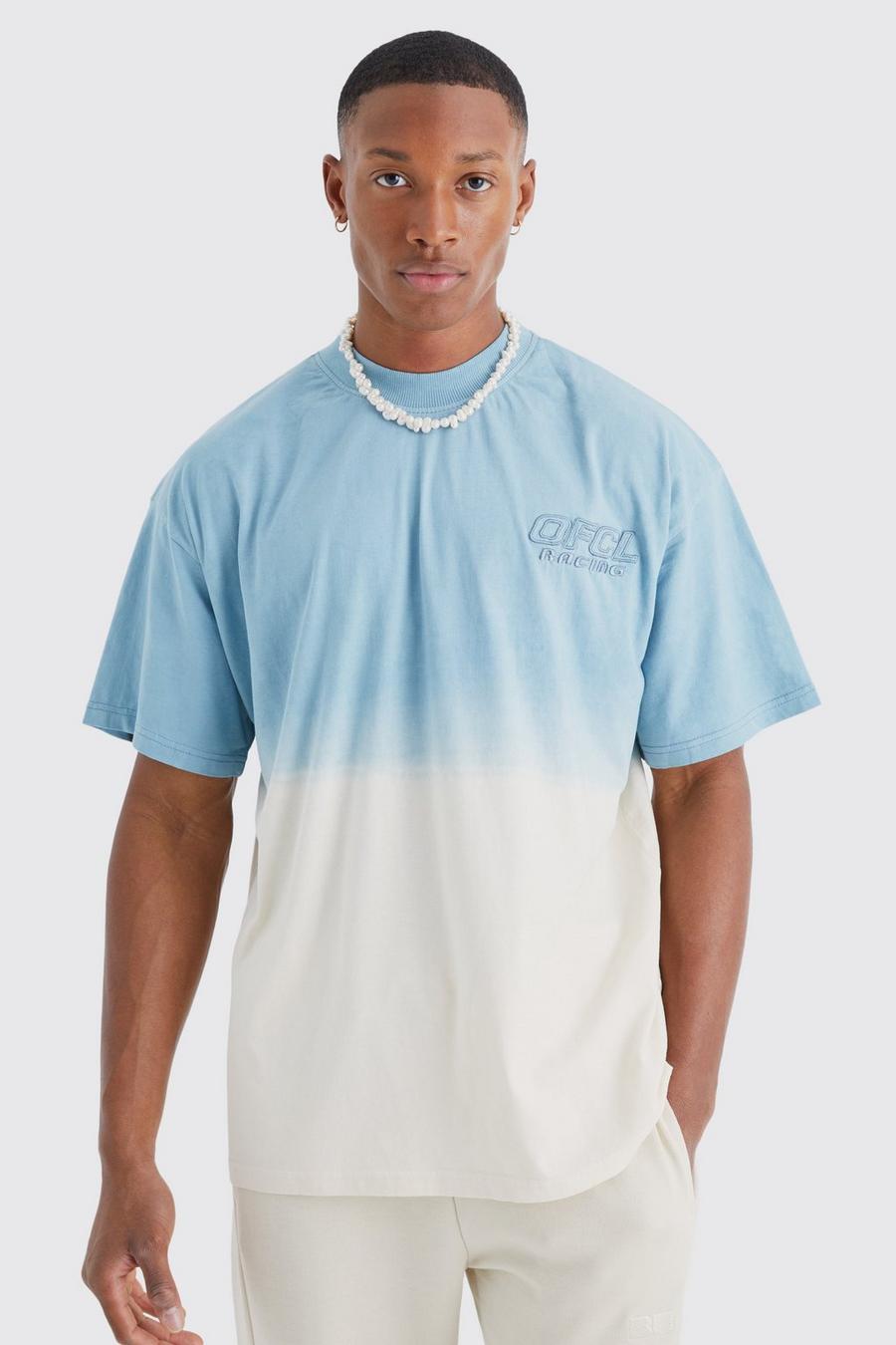 T-shirt oversize pesante Ofcl in lavaggio spray, Ecru blanco