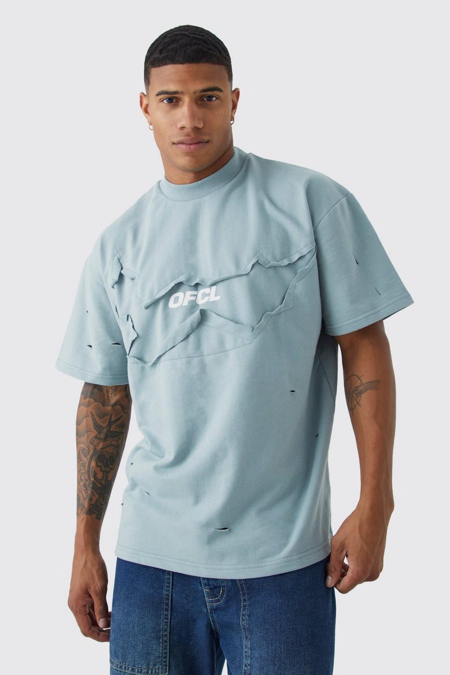 Zerrissenes Oversize T-Shirt, Grey