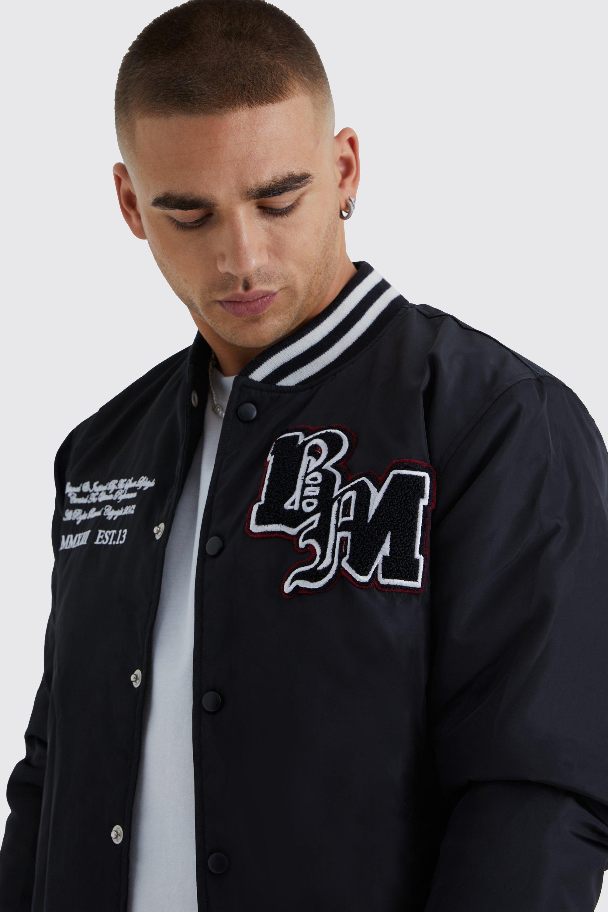 Nylon Varsity Jacket With Badges | boohoo CA