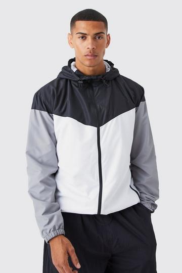 Colour Block Zip Through Cagoule black