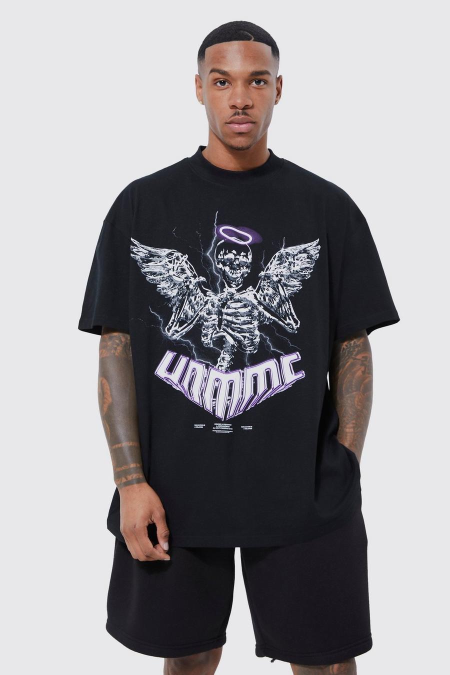 Black Oversized Angel Of Death T-shirt image number 1