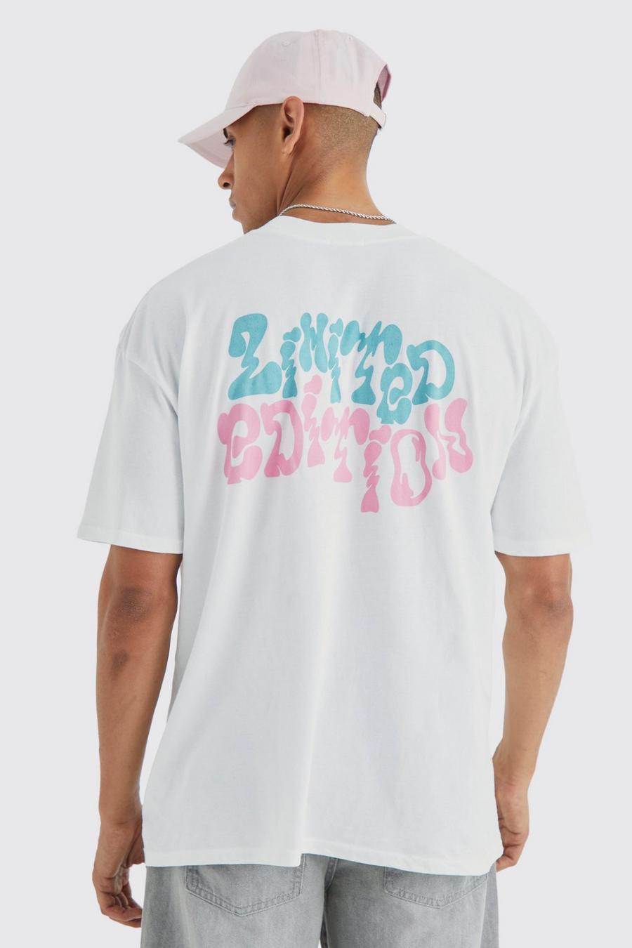 White Oversized Limited Edition Back Graphic T-Shirt image number 1