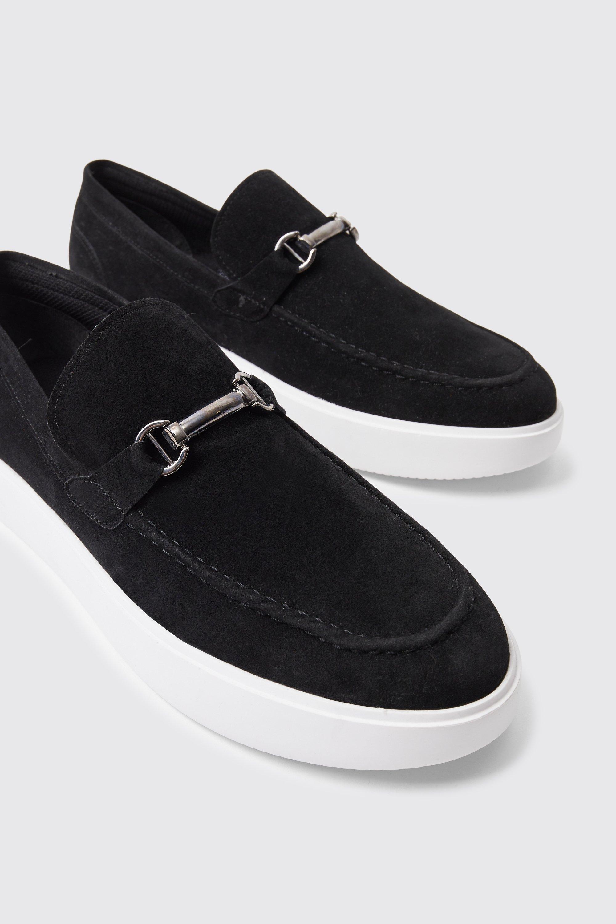 Mens black suede loafers uk sale