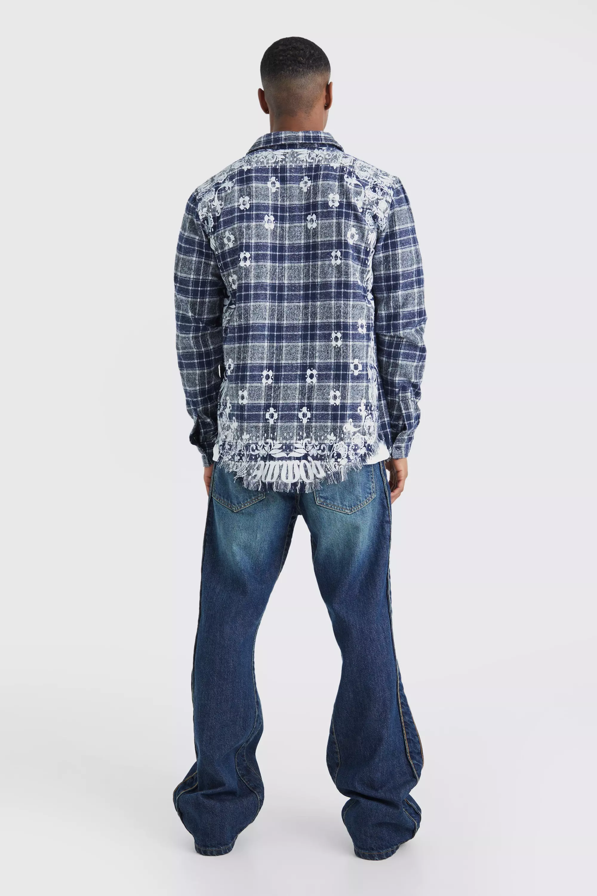 boohoo☆MAN ALL OVER LARGE SCALE バンダナ チェック シャツ Boohoo ME