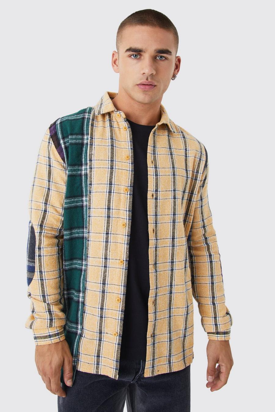 Multi Spliced And Patch Check Shirt