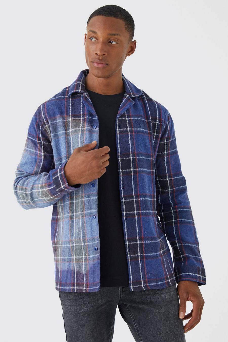Blue Bleach Placement Check Shirt image number 1