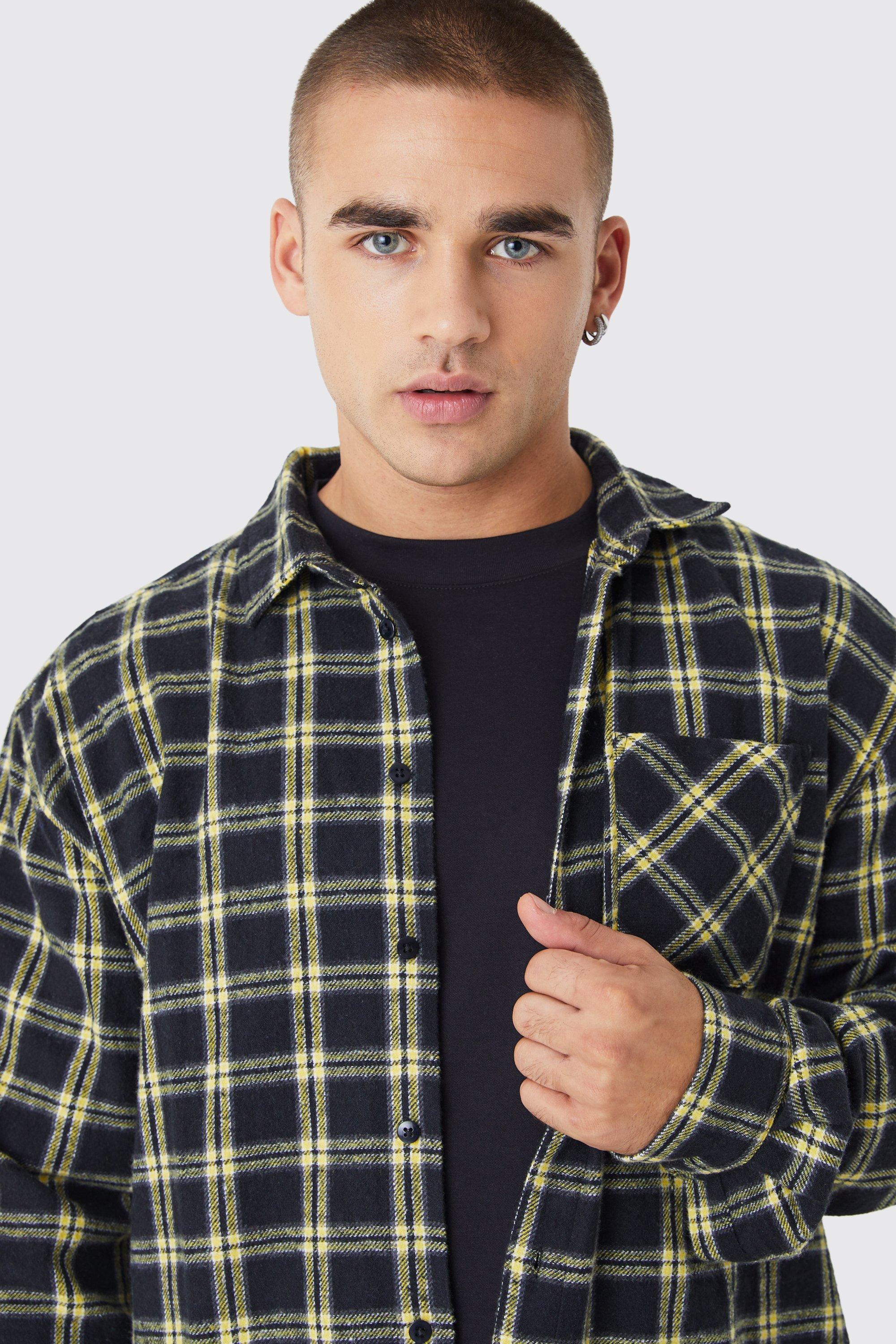 yellow and black mens flannel